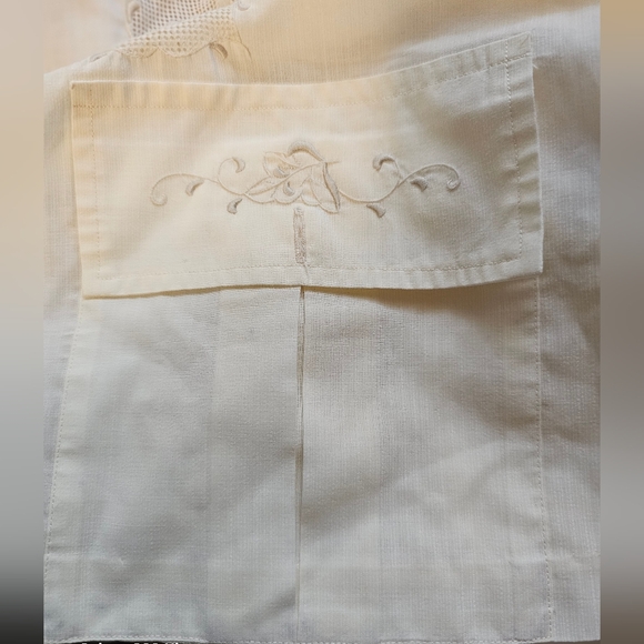 🧨Vintage Ivory Double Red Horse Long Sleeve Embroidered Shirt Eclectic Grandpa - Picture 7 of 10